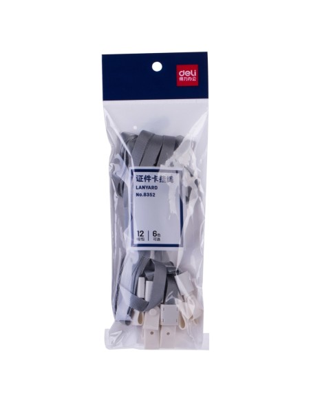 Kaelapael DELI 45x1cm hall, plastikust kinnitus (valge clip)