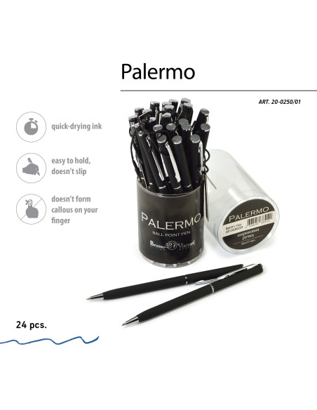 Blue ink metal body ballpen "PALERMO" 0,7 MM, black body
