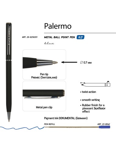 Pastapliiats Bruno Visconti "PALERMO" 0,7mm, must