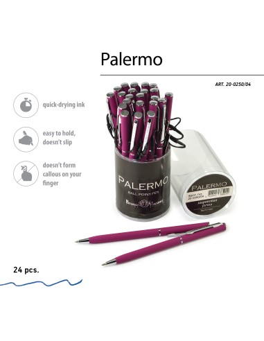 Blue ink metal body ballpen "PALERMO" 0,7 MM, bordeaux body