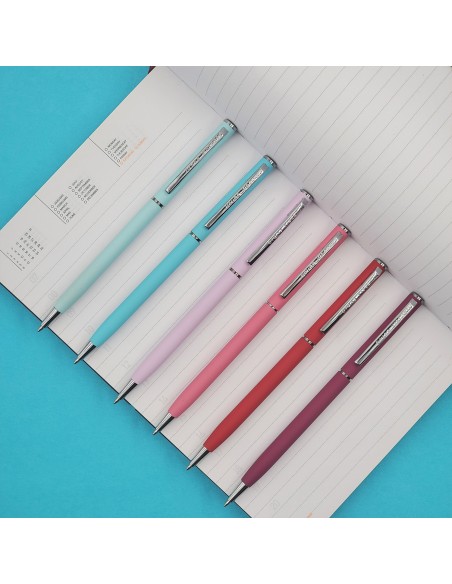 Blue ink metal body ballpen "PALERMO" 0,7 MM, bordeaux body