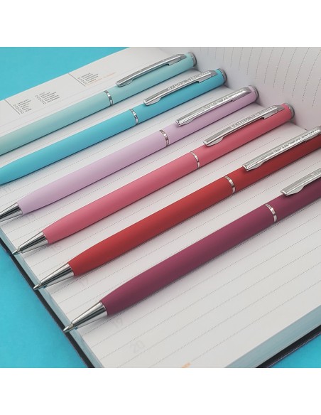 Blue ink metal body ballpen "PALERMO" 0,7 MM, bordeaux body