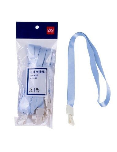 Kaelapael DELI 45x1cm hele sinine, plastikust kinnitus (valge clip)