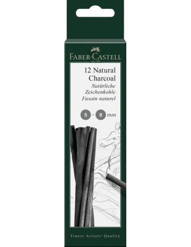 Süsi Faber-Castell naturaalne Ø 5-8mm must 12tk karbis