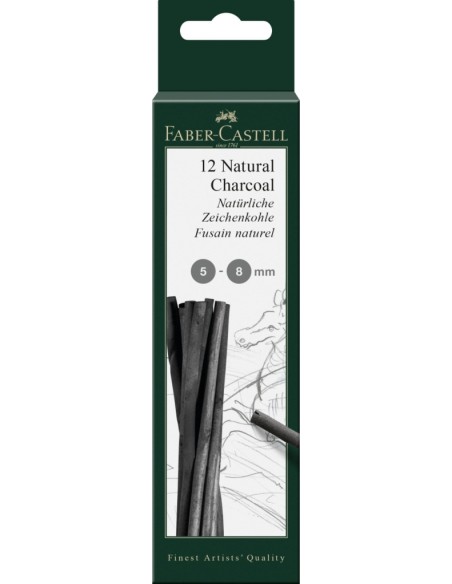 Faber-Castell Pitt natural charcoal stick, 5-8 mm, blister card