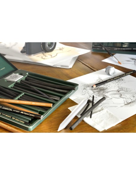 Süsi Faber-Castell naturaalne Ø 5-8mm must 12tk karbis