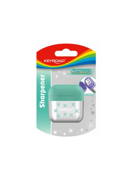 KEYRAOD Metallic collection 1pc 2-hole sharpener with metallic printing/blister card