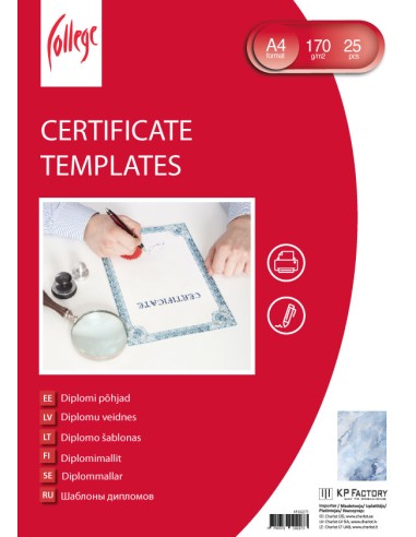Diplomi põhjad College kartong A4/25, 170g/m2, Sinine marmor