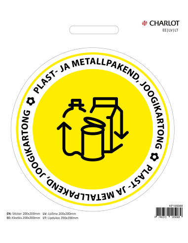 Kleebis Charlot Plast- ja metallpakend, joogikartong, Ø200mm