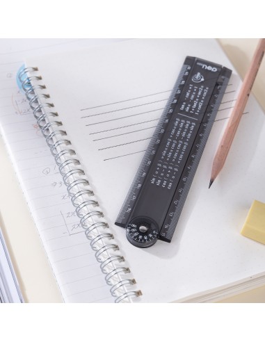 Ruler Deli Folding:15cm Open:30cm Transparent Black