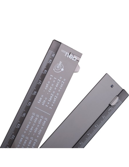 Ruler Deli Folding:15cm Open:30cm Transparent Black