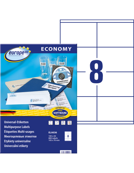 Etiketid Europe ELA036 105x70mm A4/100L