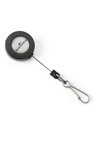 Kaardihoidja Durable YOYO mehhanismi, metallklambri, karabiinkinnitusega, must