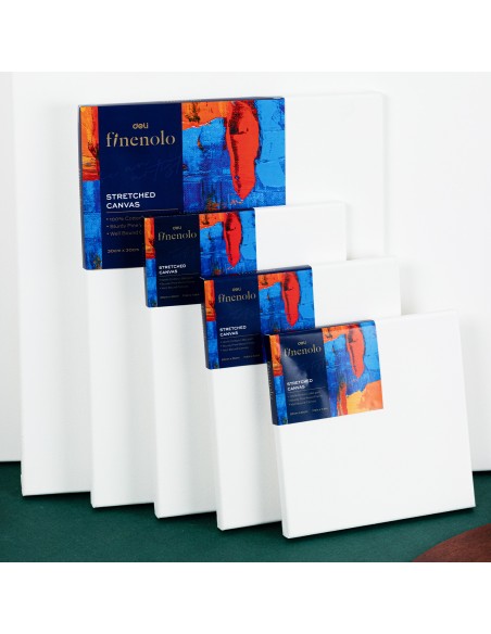 Stretched Canvas-30Cm*30Cm DELI 100%cotton, 280g/m2, 30cm*30cm（11.8in*11.8in） White