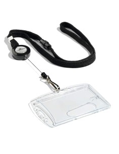 Kaardihoidja YO-YO Durable plastikust, karabiiniga, must koos musta paelaga 2