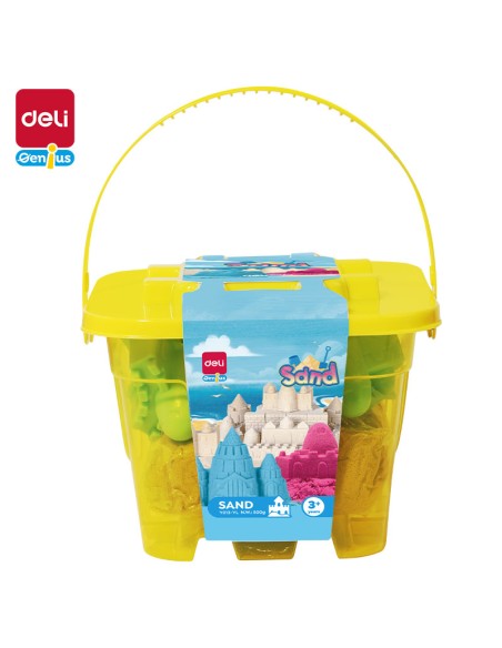 Kineetiline liiv DELI 0.5kg + 6 vormi, kollane