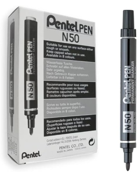 Permanentne marker Pentel N50 ümar ots, must