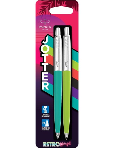 Pastapliiats Parker Jotter Originals 80´S Retro Wave : Apple  Green + Caribbean  Blue