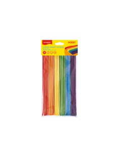 Wood craft sticks, mixed color,200mm x 24mm x1.6mm, 50pcs/polybag with header, grade A