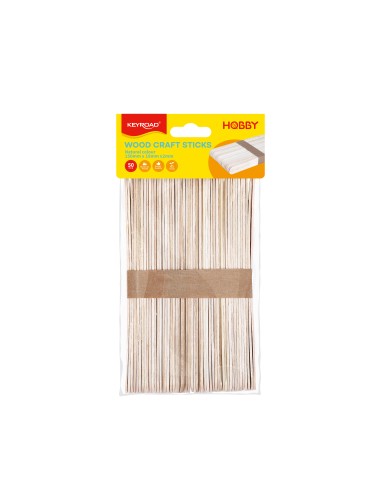 Wood craft sticks, natural color,150mm x 18mm x2mm, 50pcs/polybag with header