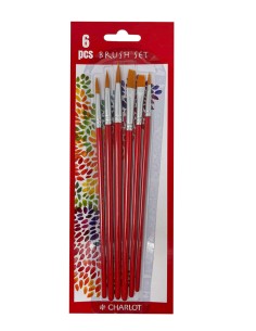 Pintslite komplekt Charlot 6tk/pk (ümar nr 4,6,8; lapik nr 4, 6, 8) blistris