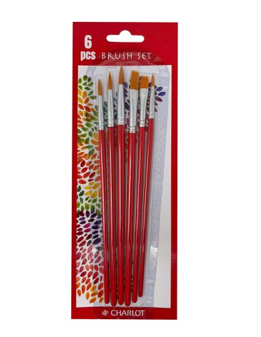 Brush Charlot 3 Synthetic Round Hair + 3 Synthetic Flat Hair Brush Set