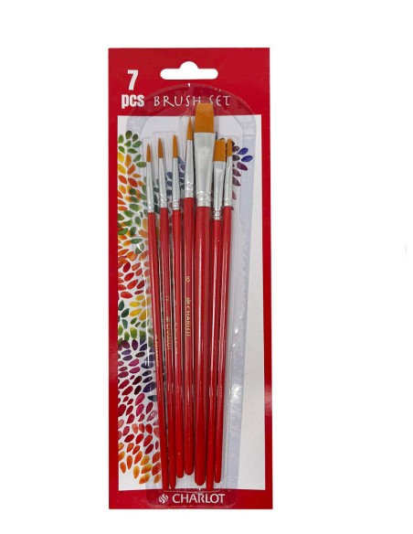 Brush Charlot 4 Synthetic Round Hair + 3 Synthetic Flat Hair Brush