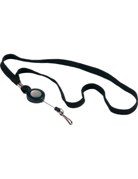 Kaardihoidja YO-YO deVENTE plastikust, karabiiniga, must koos musta paelaga