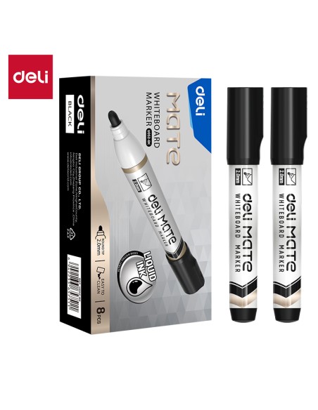 Valgetahvlimarker Deli Mate EU052, ümar ots 1.8mm, must
