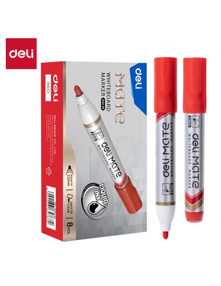 Valgetahvlimarker Deli Mate EU052, ümar ots 1.8mm, punane