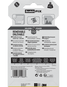Scotch-FIX™ Removable Mounting Squares 108-ST64-P, 12,7 mm x 12,7 mm, 64 Squares/Pack 2