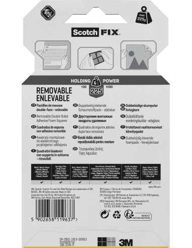 Kinnituspadjad Scotch-FIX™ 108 12,7mm x 12,7mm 64tk/pk