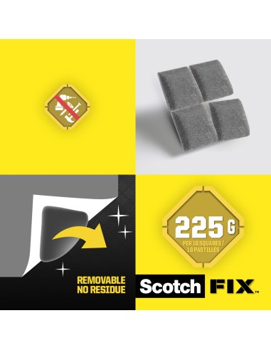 Scotch-FIX™ Removable Mounting Squares 108-ST64-P, 12,7 mm x 12,7 mm, 64 Squares/Pack