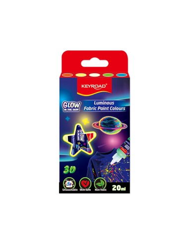 Tekstiilvärv Keyroad 5-värvi 20ml, pimedas helendav