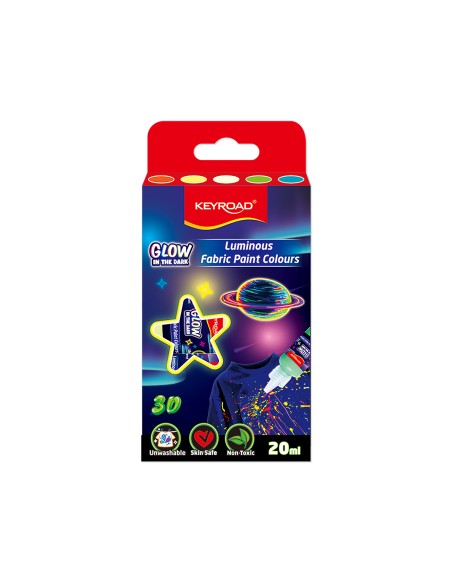 Tekstiilvärv Keyroad 5-värvi 20ml, pimedas helendav