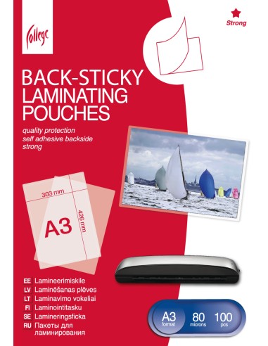 Backside sticky Laminating Film A3 (303x426mm) 80mic/100sheets