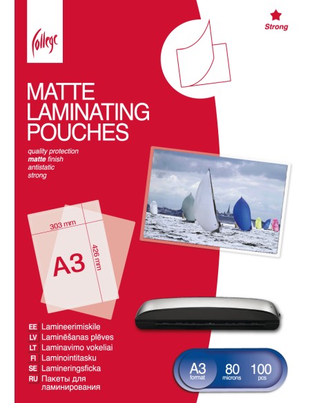 Lamineerimiskile College A3 (303x426mm) 80mic/100L, matt