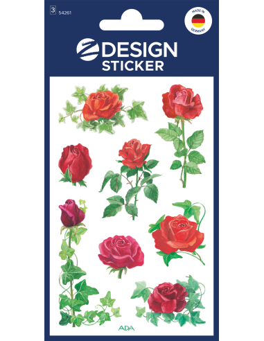 CRE Flower Stickers roses ivy paper 3sh