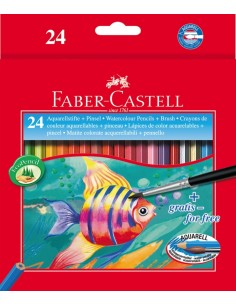 Akvarellpliiatsid Faber-Castell Fish/Kala 24 värvi+pintsel