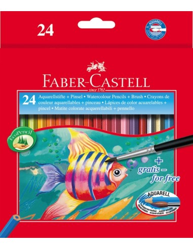 Akvarellpliiatsid Faber-Castell Fish/Kala 24 värvi+pintsel