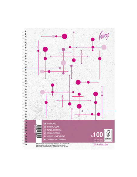 Notebook College A4/100sh/7x7square spiral on side