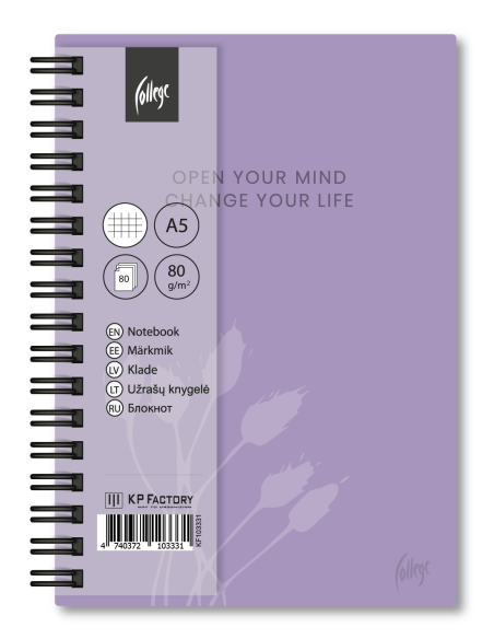 Notebook A5/80sh/squared