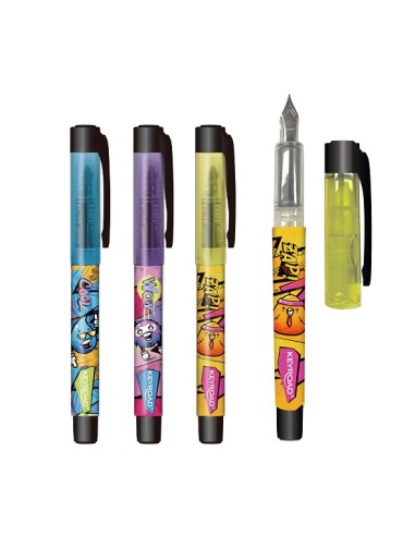 Fountain pen with ink cartridge, 24pcs/display box, Street art Tatoo
