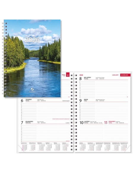 Diary WEEK A5 horisontal, spiral Refill
