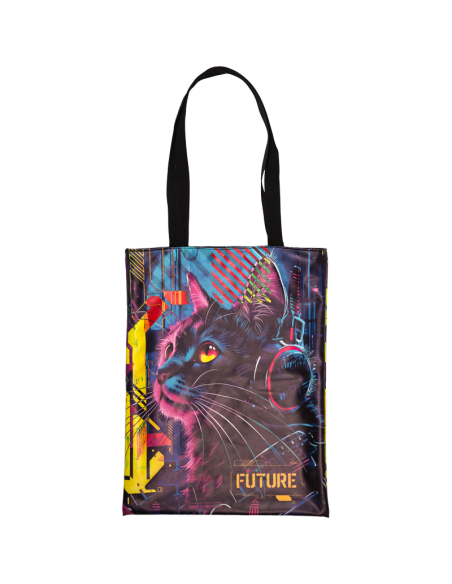 Reversible Tote Bag deVENTE "Cyber Cat" 34x44 cm