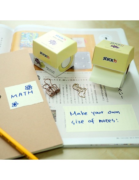Roll notes, 50mmx10m, 25mm Core w dispenser, Pastel yellow
