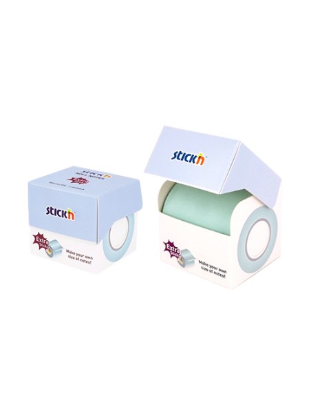 Roll notes, 50mmx10m, 25mm Core w dispenser, Pastel blue