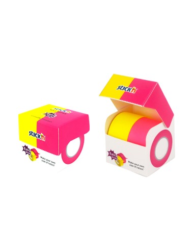 Roll notes,25mmx10m, 25mm Core, Neon yellow & magenta