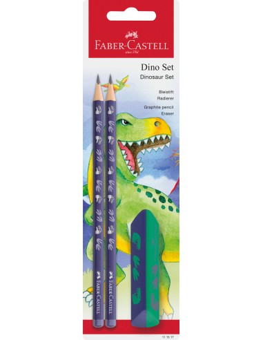 Harilik pliiats Faber-Castell Dinosaur 2tk + kustukumm