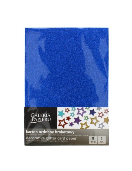Dekoratiivne glitterkaardipaber A4 blue 5tk/pk 210g/m2